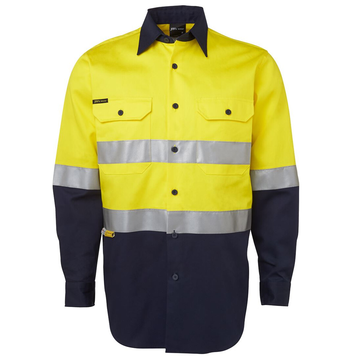 JB's Wear Hi Vis Taped L/S Cotton Mens Shirt Front
