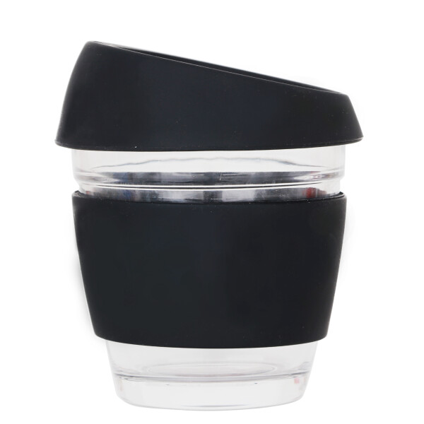 Reusable Glass Coffee Cup 240ml / 8oz Front: 1 Colour Print Only