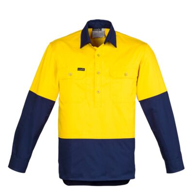Syzmik Workwear Mens Hi Vis Closed Front L/S Shirt Thumbnail